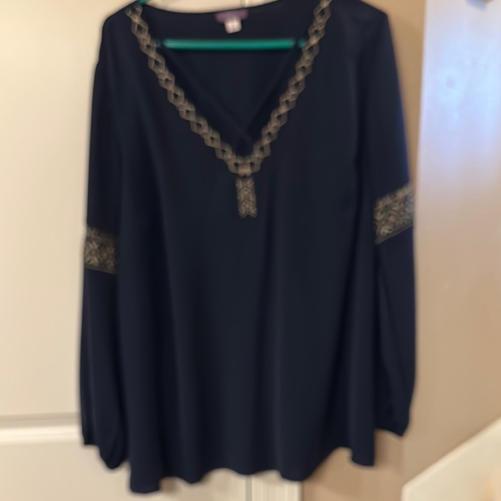 Elegant Black Blouse with Gold Detailing